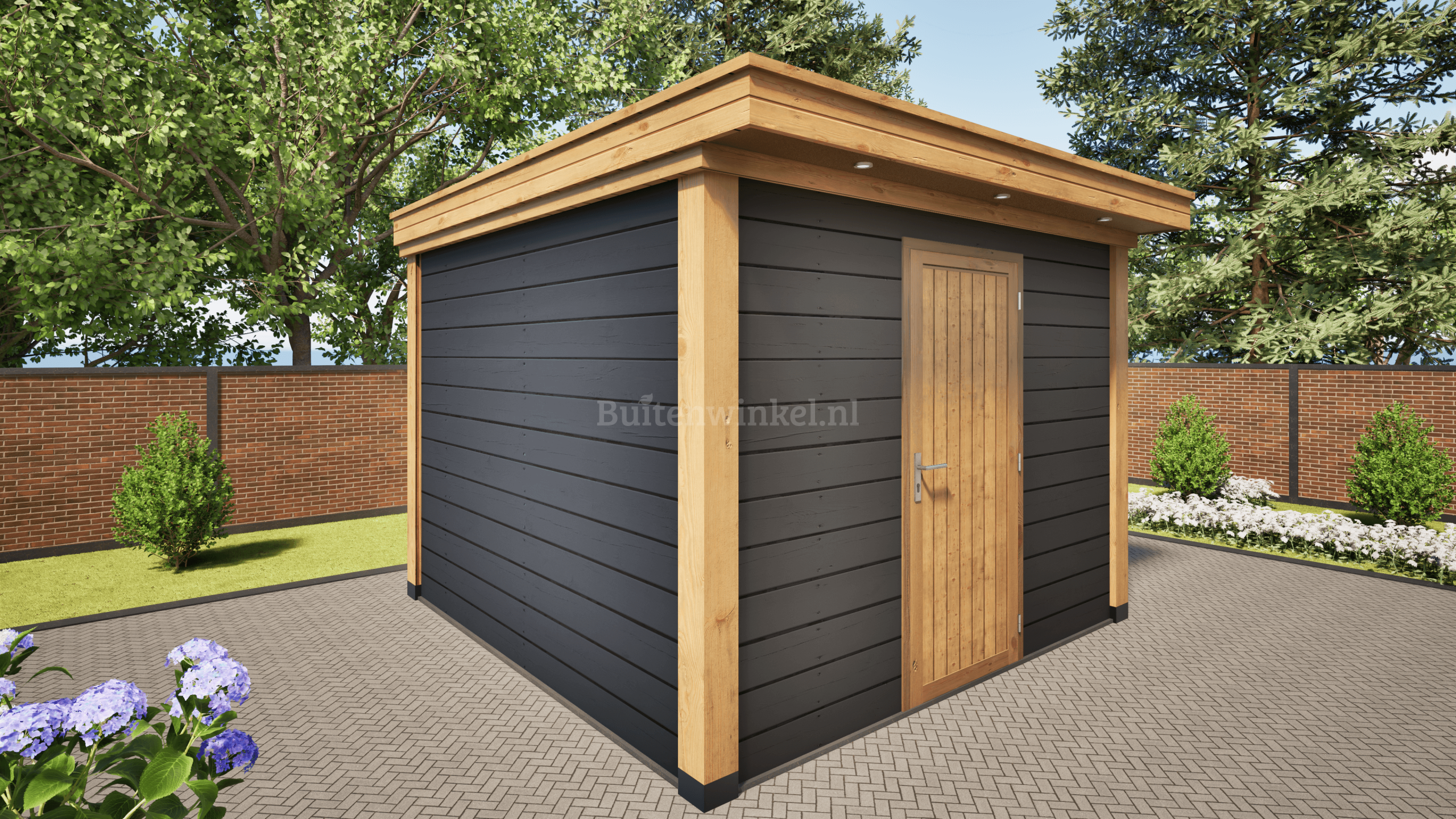 overkapping deluxe dubbelwandig 900cm x 300cm met schuur 300cm