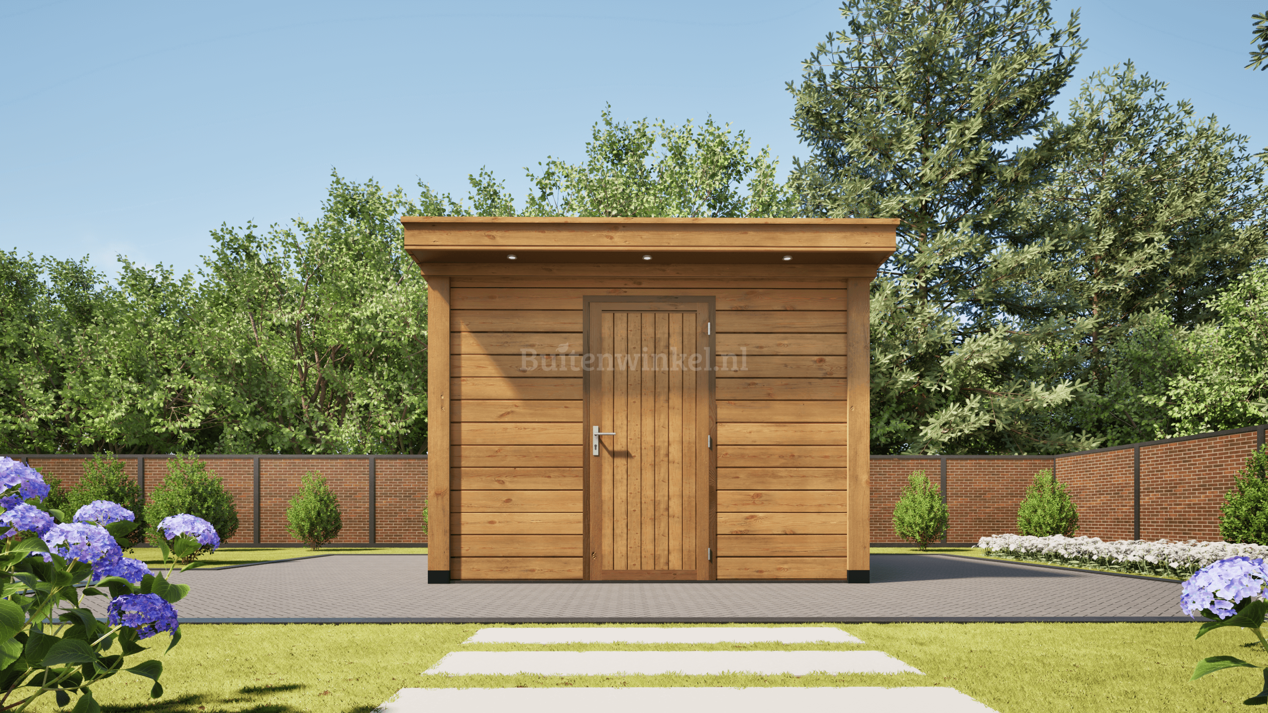 overkapping deluxe dubbelwandig 900cm x 300cm met schuur 300cm