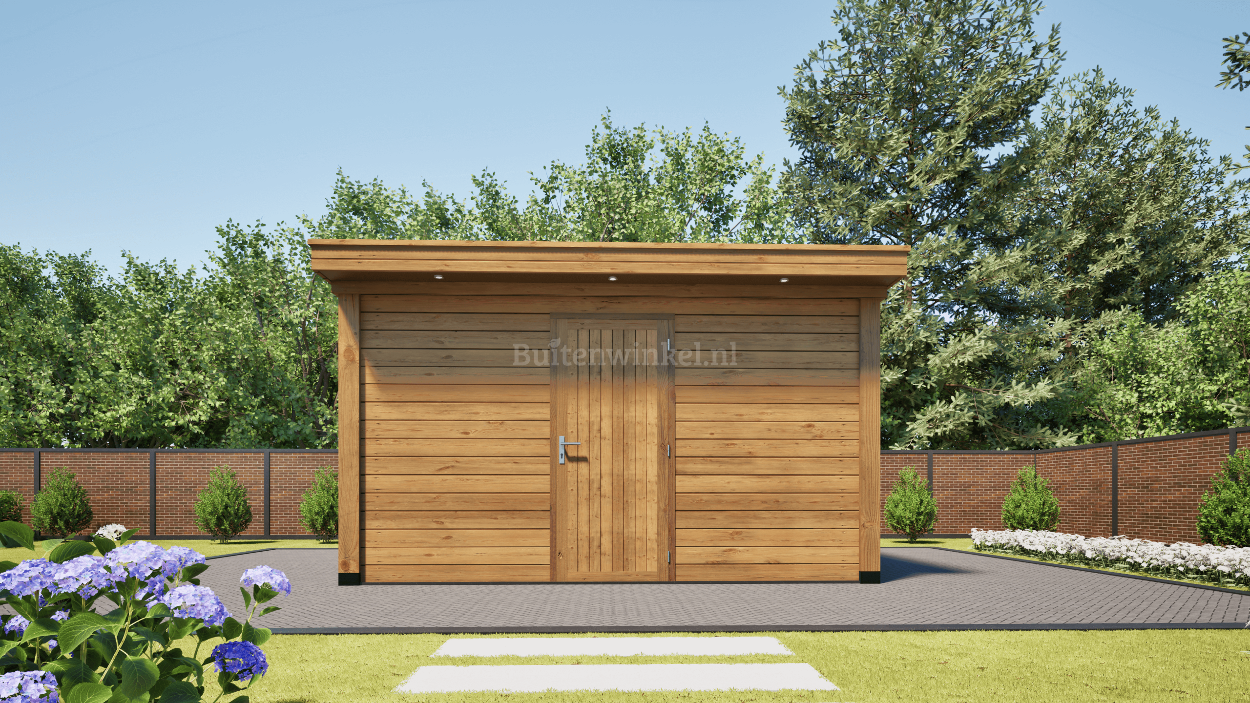 overkapping deluxe dubbelwandig 900cm x 300cm met schuur 300cm